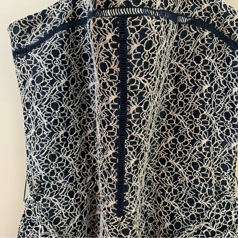 Banana Republic Belted Jumpsuit with Ladder Lace in Navy/Cream - Picture 5 of 11